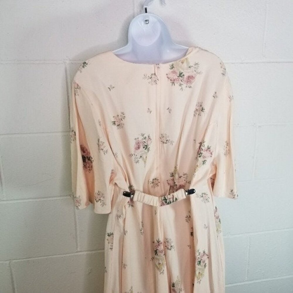 Vtg 90s pink floral modest long midi cottagecore dress plus size - Picture 4 of 10
